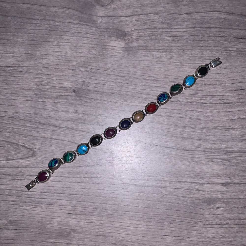 925 silver made in Mexico bracelet, with multi colored stones